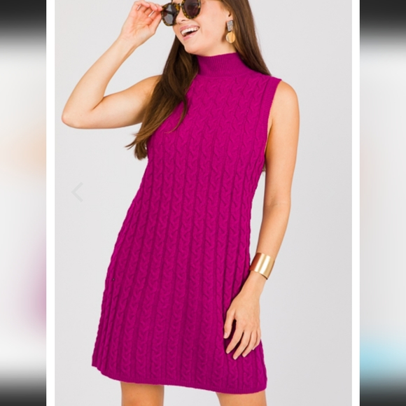 HILLARY CABLE KNIT DRESS, PLUM - Picture 4 of 7